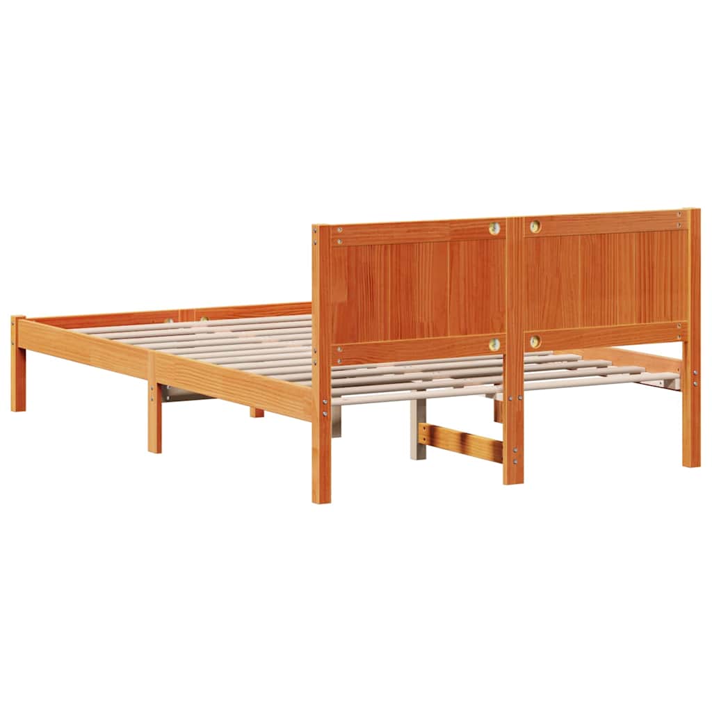 Cadre de lit Marron 135 x 190 cm Bois de pin massif - XIOS