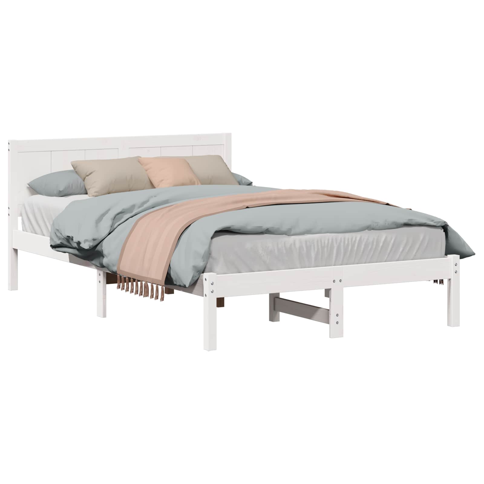 Cadre de lit Blanc 120 x 190 cm Bois de pin massif - XIOS