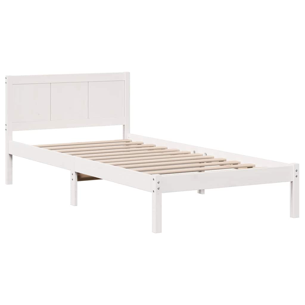 Cadre de lit Blanc 75 x 190 cm Bois de pin massif - XIOS