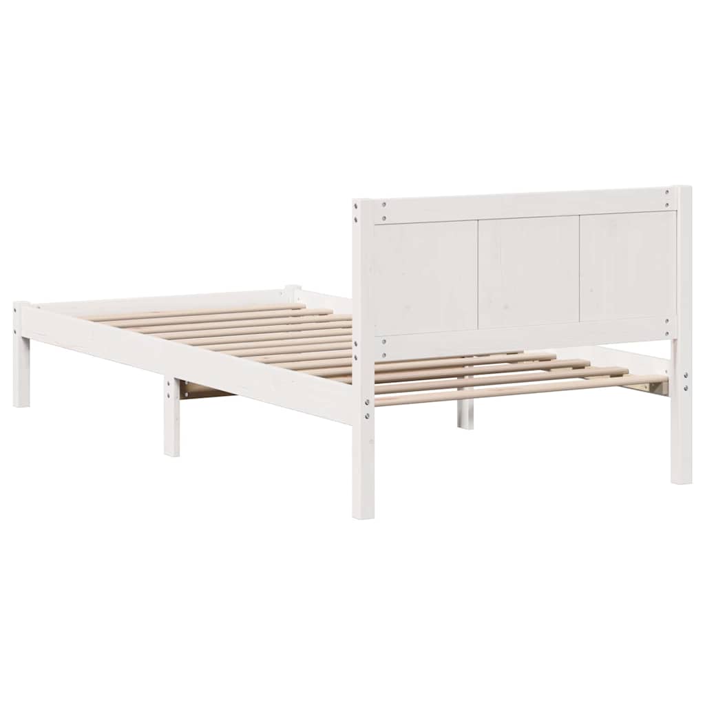 Cadre de lit Blanc 75 x 190 cm Bois de pin massif - XIOS