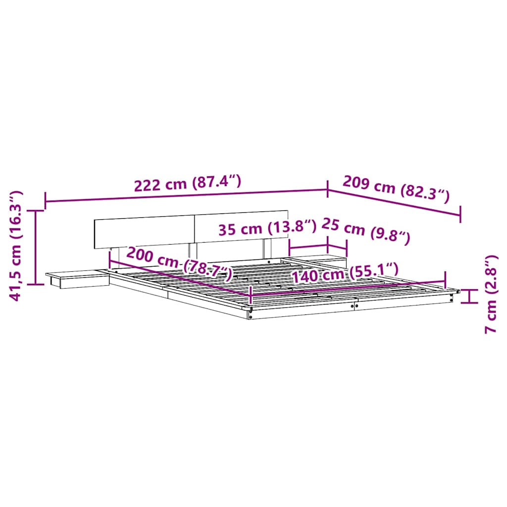 Cadre de lit Blanc 140 x 200 cm bois - XIOS