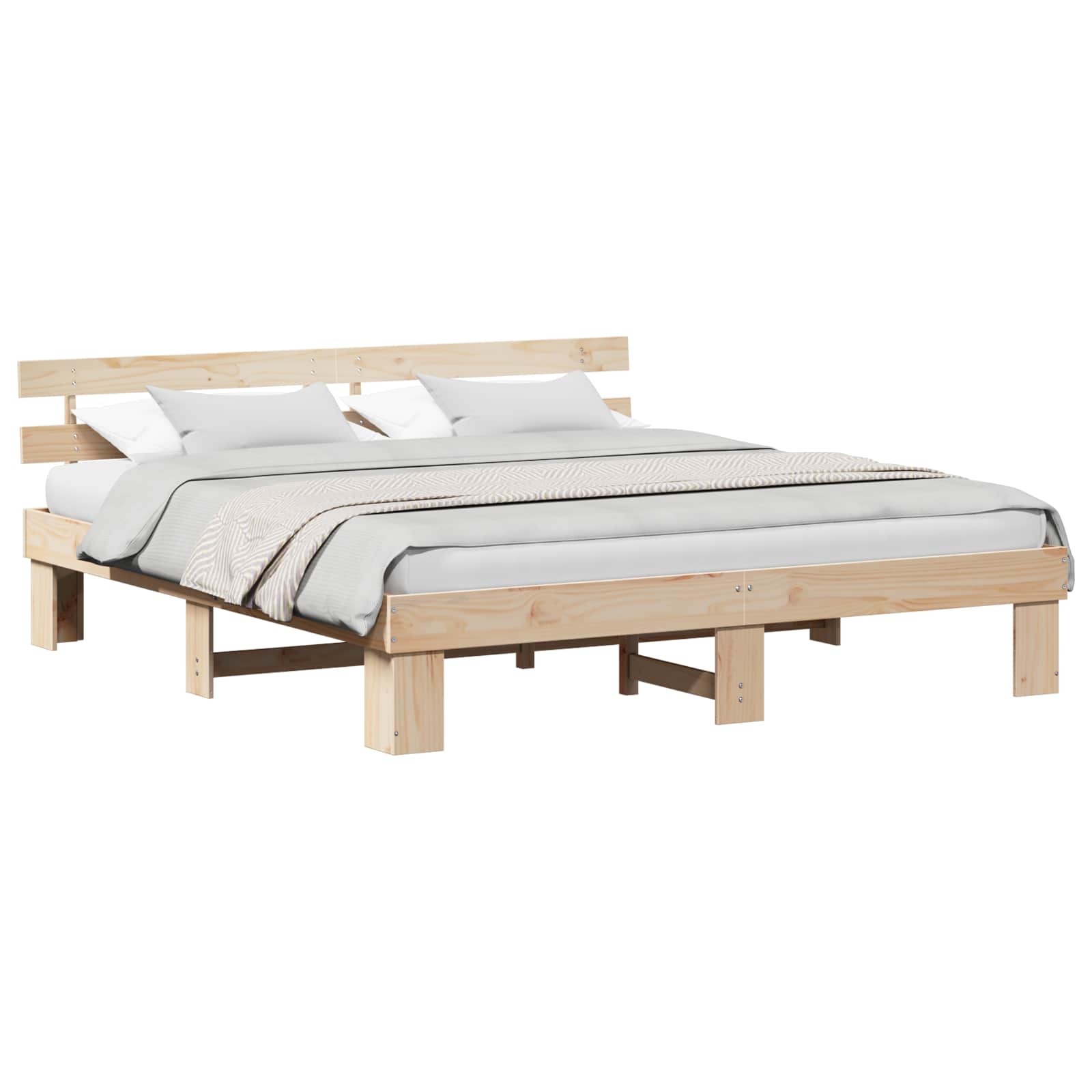Cadre de lit avec tête de lit Naturel 180 x 200 cm Pin massif - XIOS