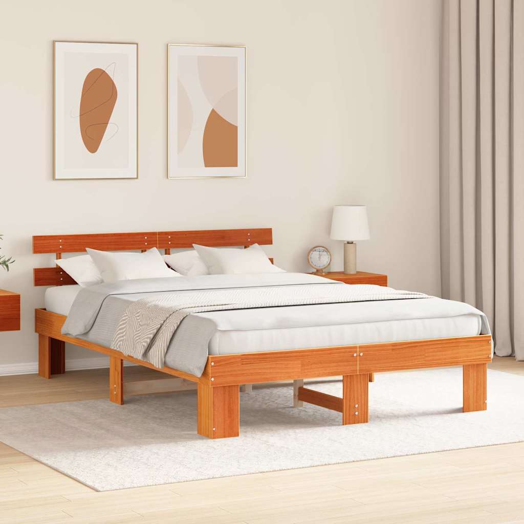 Cadre de lit Marron 150 x 200 cm Bois de pin massif - XIOS