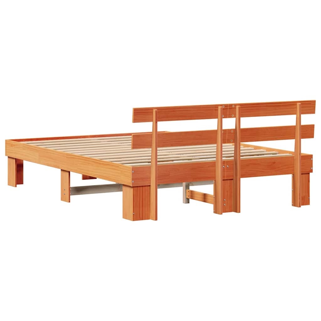 Cadre de lit Marron 150 x 200 cm Bois de pin massif - XIOS