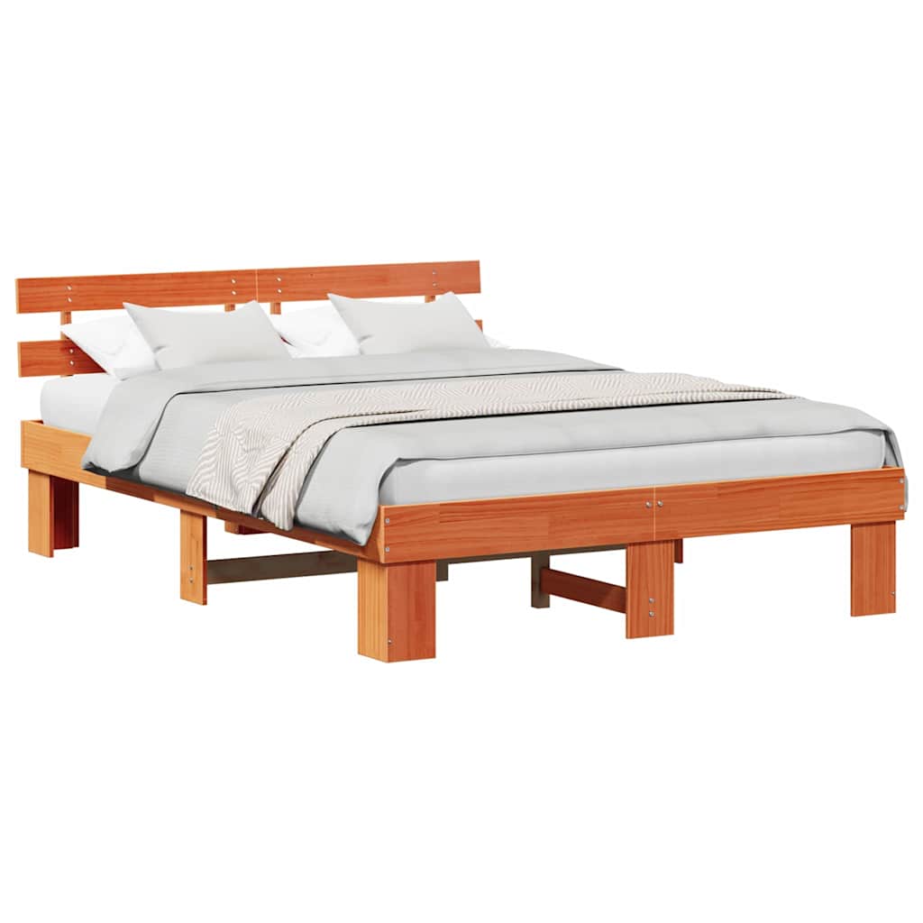 Cadre de lit Marron 150 x 200 cm Bois de pin massif - XIOS