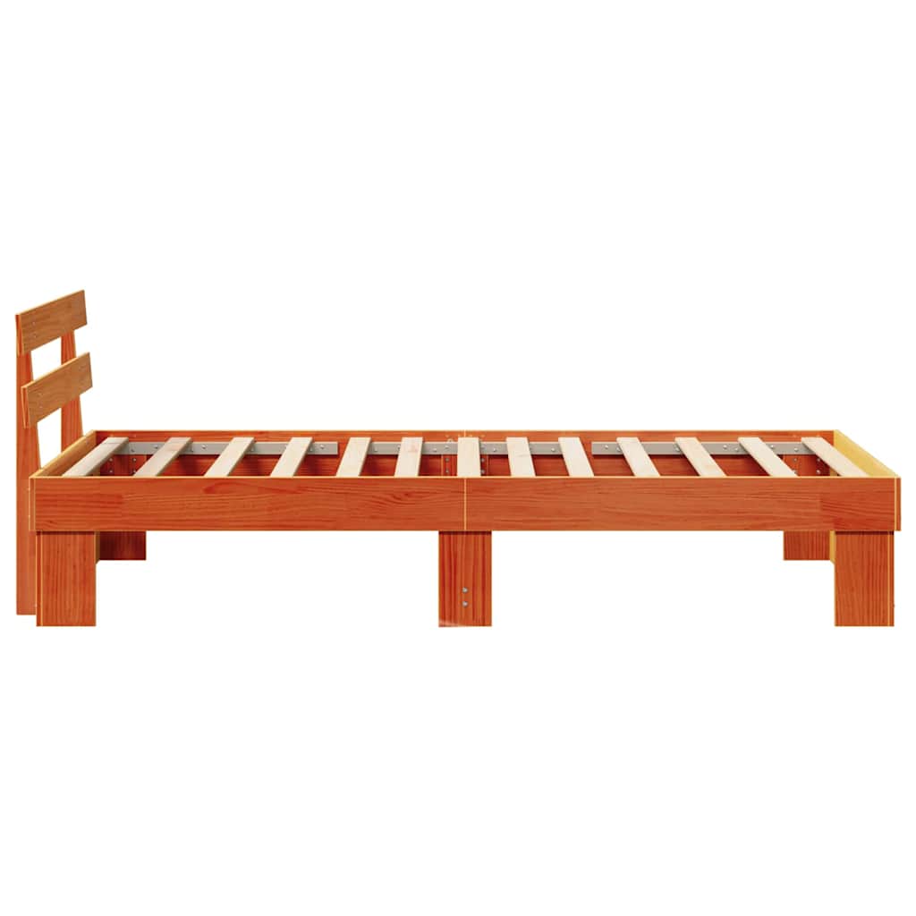 Cadre de lit avec tête de lit Brun cire 80 x 200 cm Pin massif - XIOS