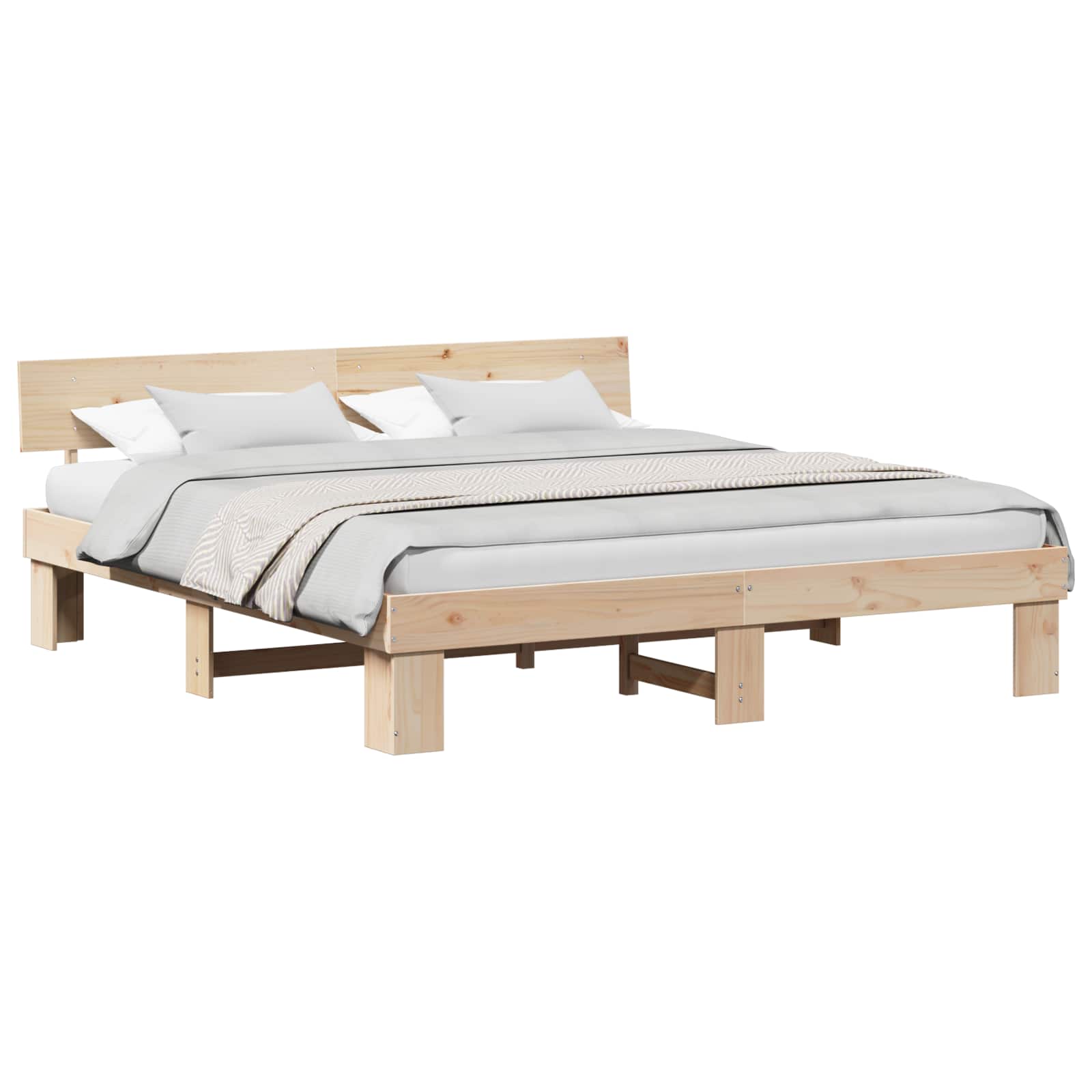 Cadre de lit avec tête de lit Naturel 180 x 200 cm Pin massif - XIOS