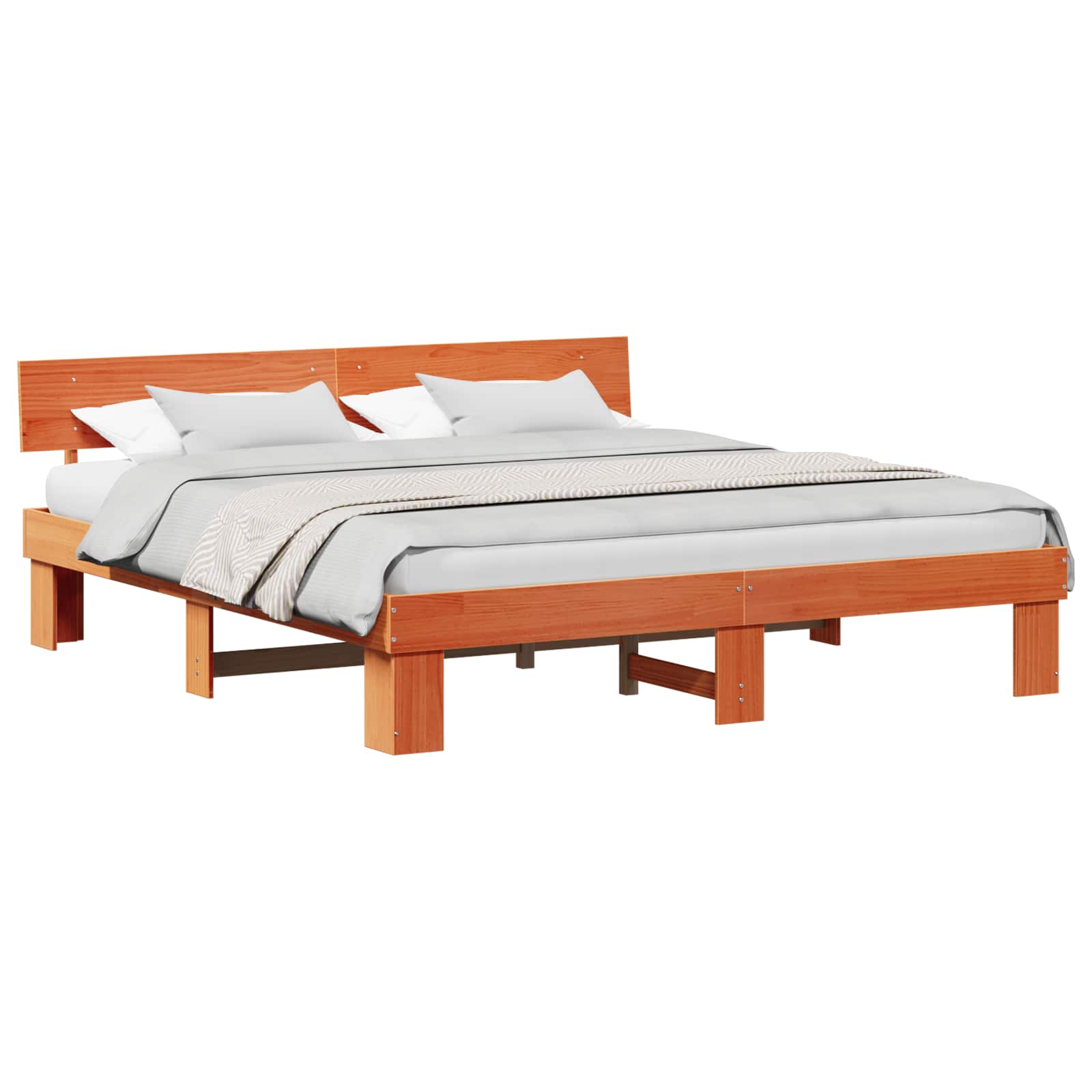 Cadre de lit avec tête de lit Brun cire 180 x 200 cm Pin massif - XIOS