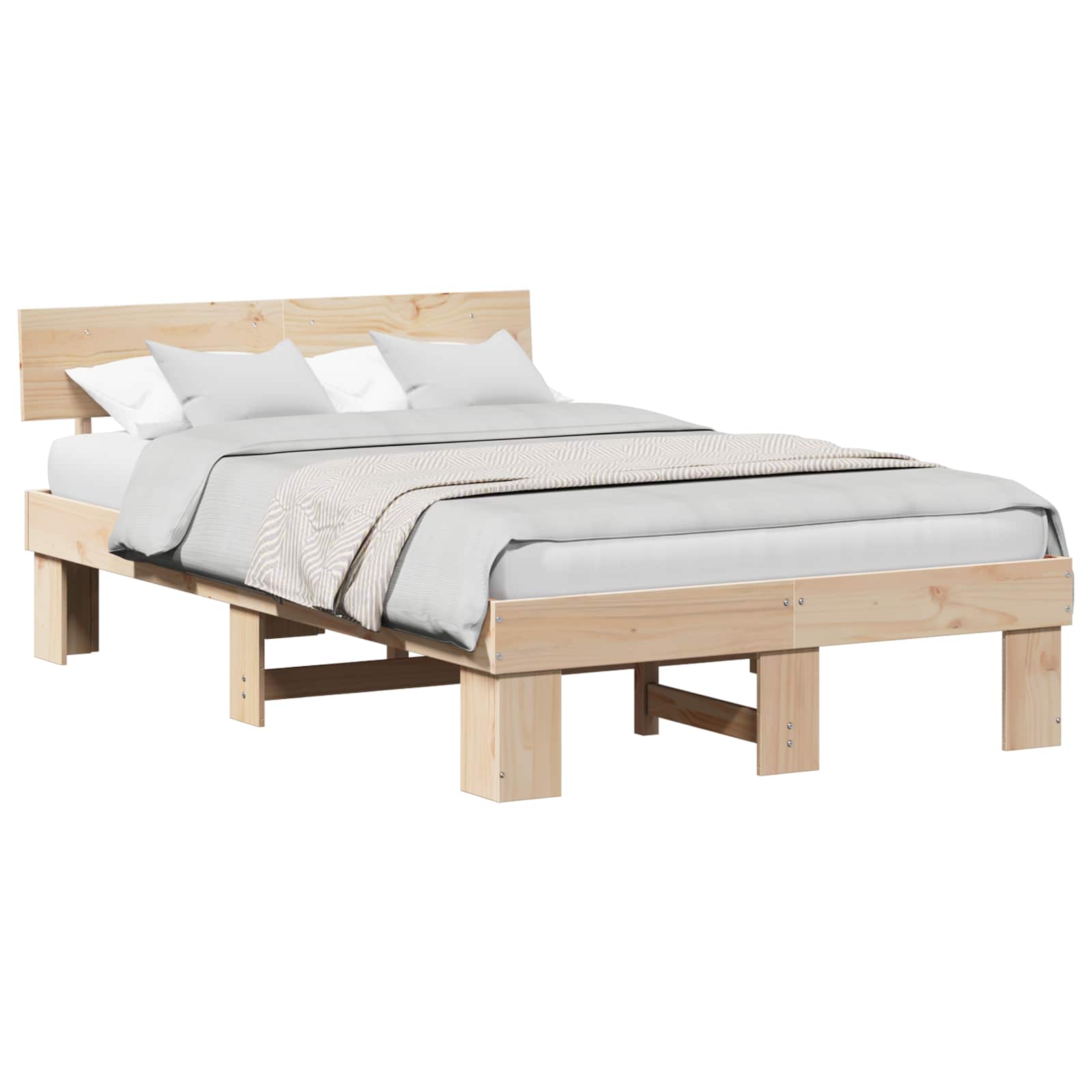Cadre de lit avec tête de lit Naturel 120 x 200 cm Pin massif - XIOS