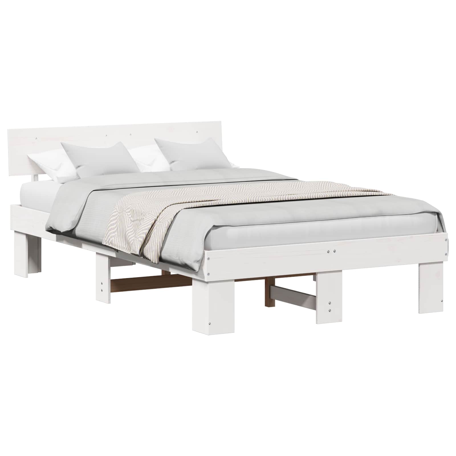 Cadre de lit avec tête de lit Blanc 120 x 190 cm Pin massif - XIOS