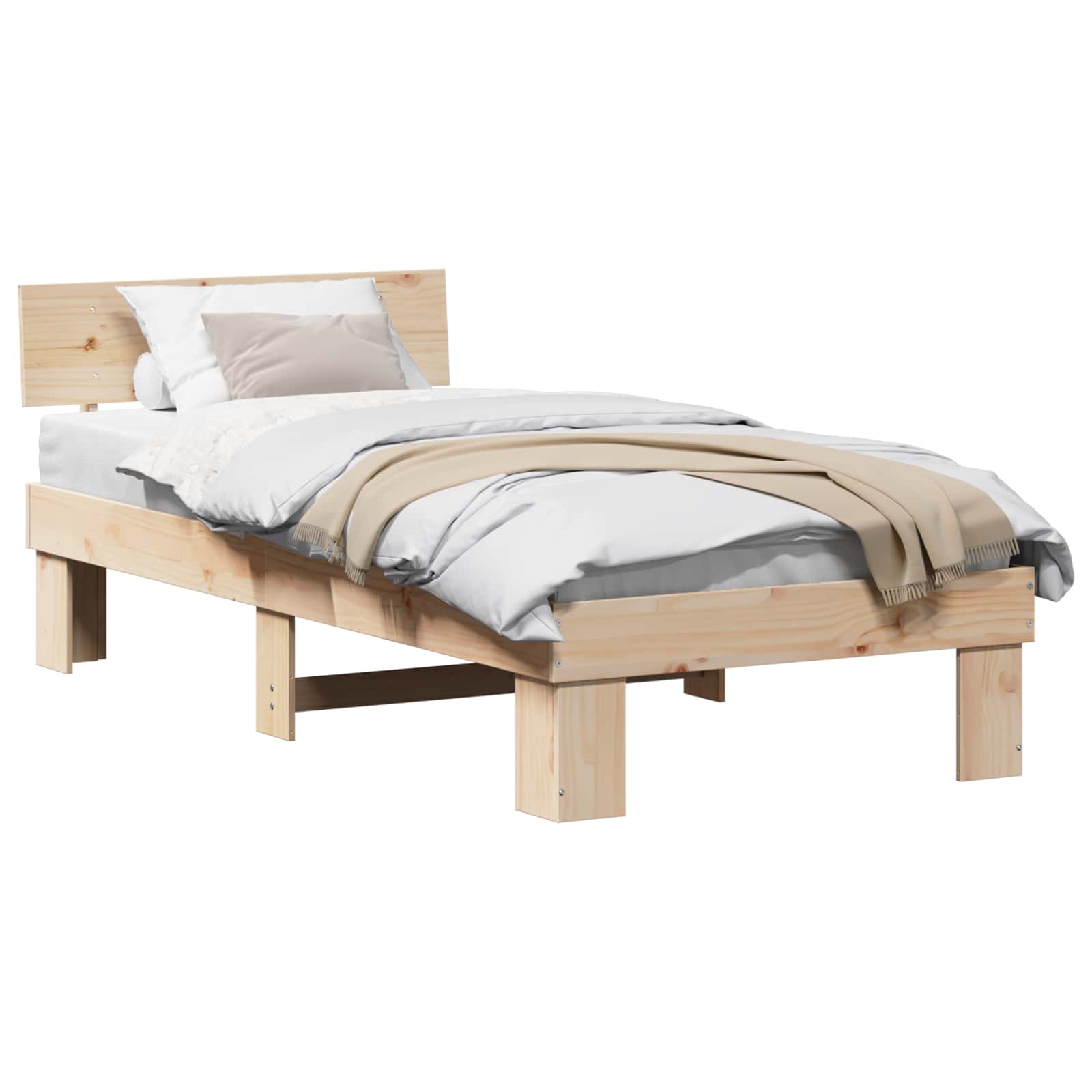 Cadre de lit avec tête de lit Naturel 80 x 200 cm Pin massif - XIOS