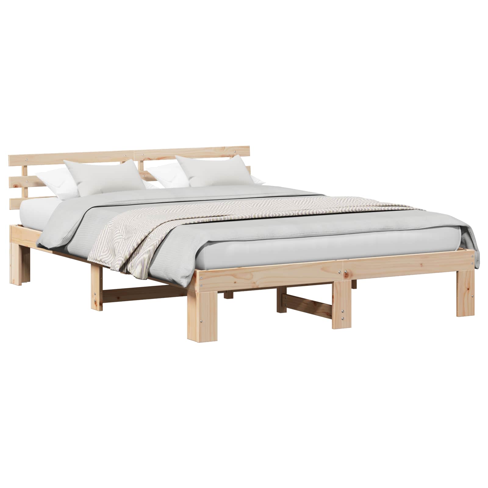Cadre de lit avec tête de lit Naturel 160 x 200 cm Pin massif - XIOS