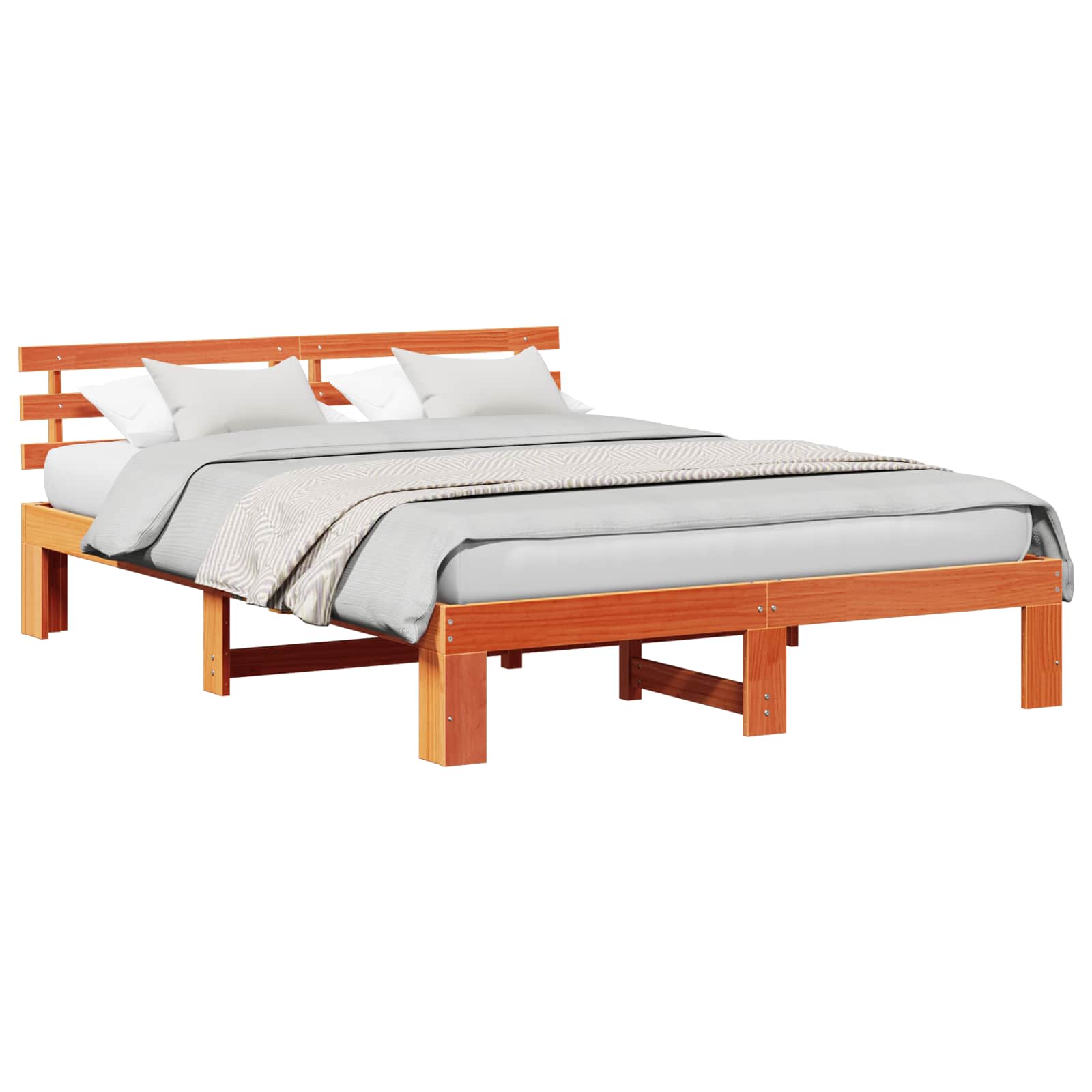 Cadre de lit avec tête de lit Brun cire 150 x 200 cm Pin massif - XIOS