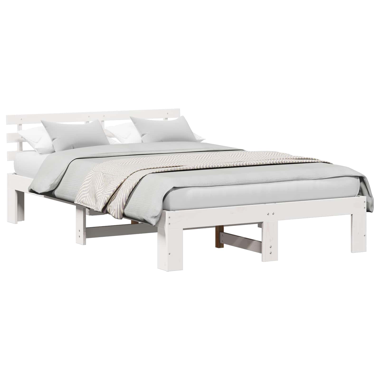Cadre de lit avec tête de lit Blanc 140 x 190 cm Pin massif - XIOS