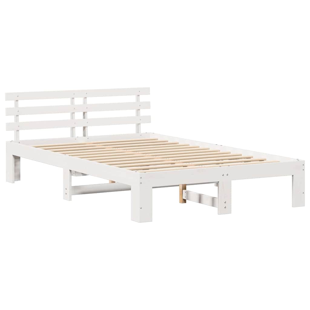 Cadre de lit Blanc 140 x 190 cm Bois de pin massif - XIOS