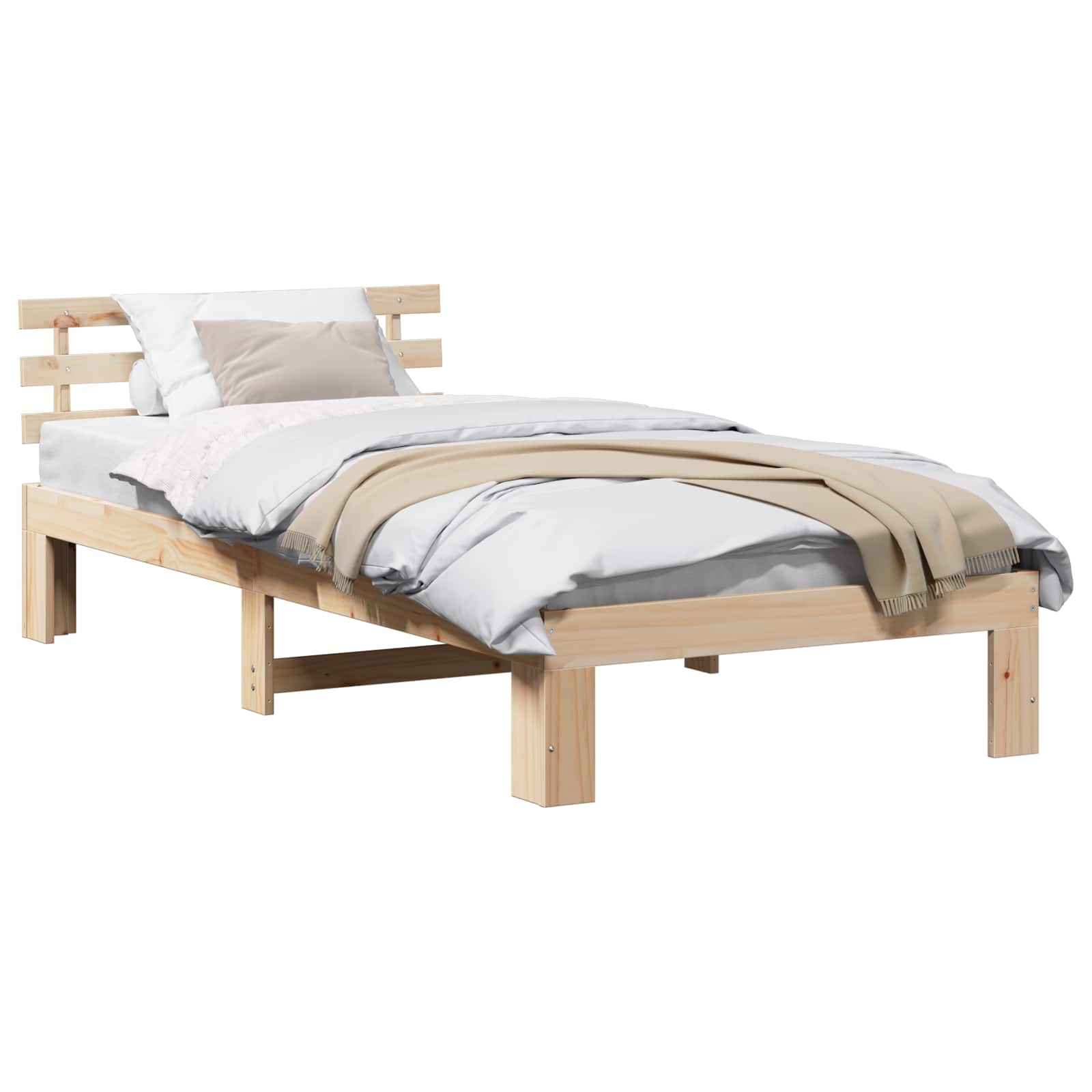 Cadre de lit avec tête de lit Naturel 80 x 200 cm Pin massif - XIOS