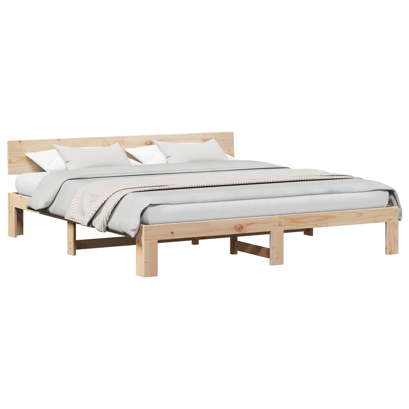Cadre de lit avec tête de lit Naturel 200 x 200 cm Pin massif - XIOS