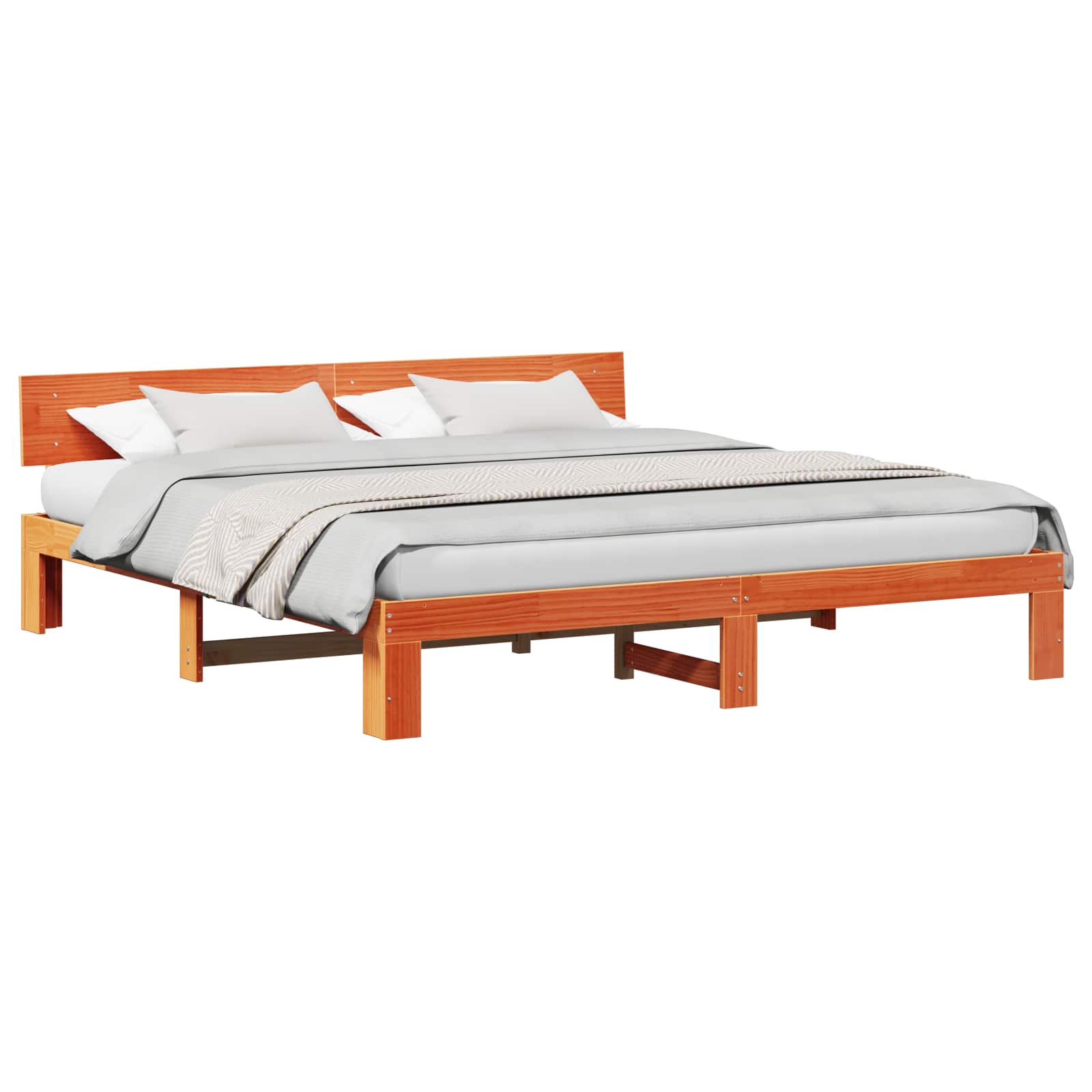 Cadre de lit avec tête de lit Brun cire 180 x 200 cm Pin massif - XIOS