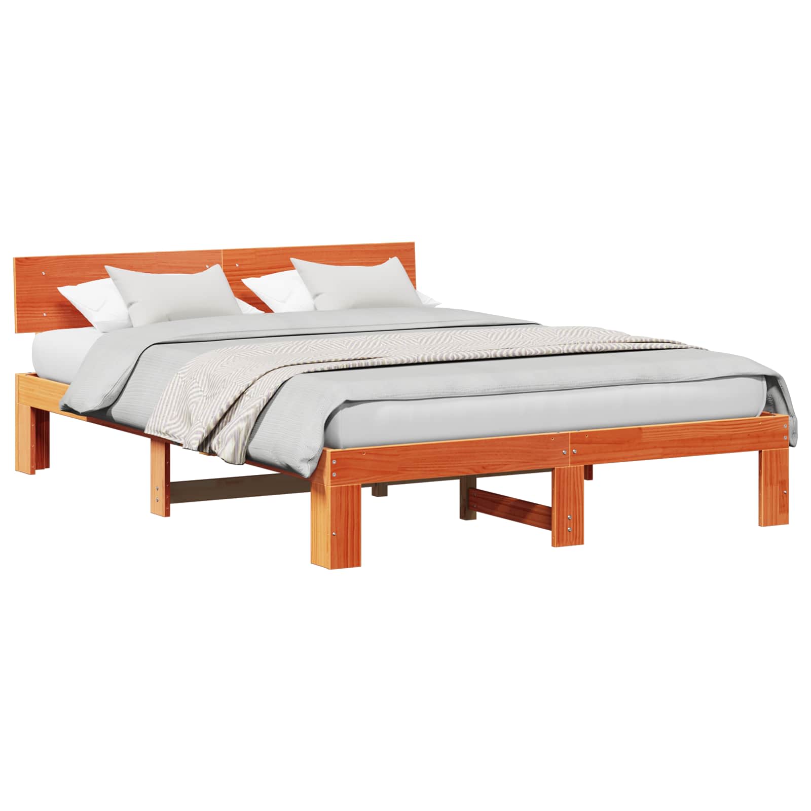 Cadre de lit avec tête de lit Brun cire 150 x 200 cm Pin massif - XIOS
