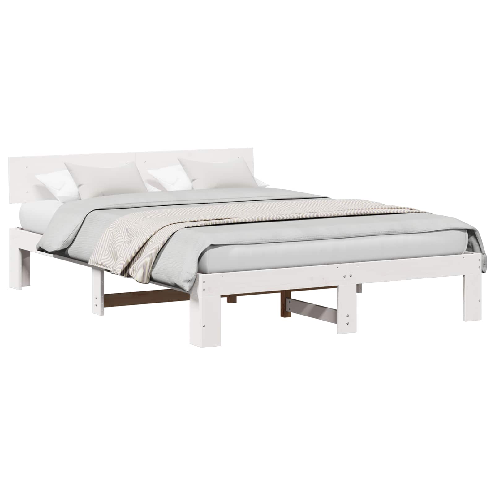 Cadre de lit avec tête de lit Blanc 140 x 200 cm Pin massif - XIOS