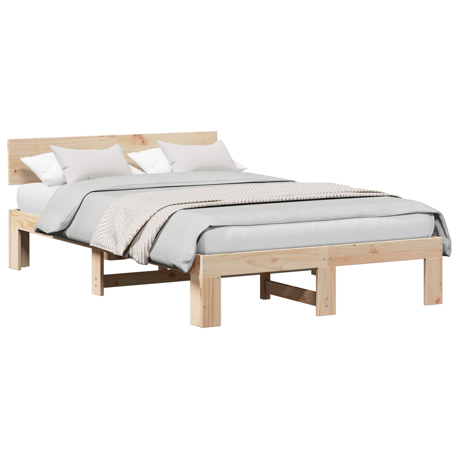 Cadre de lit avec tête de lit Naturel 120 x 200 cm Pin massif - XIOS