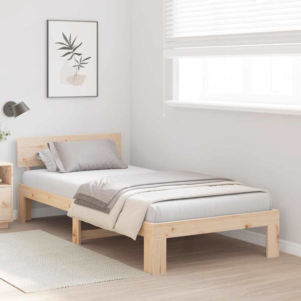 Cadre de lit avec tête de lit Naturel 100 x 200 cm Pin massif - XIOS