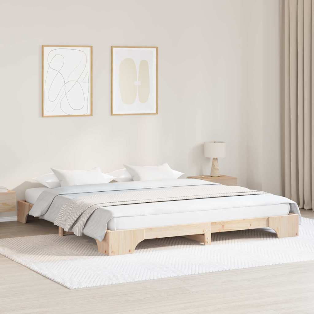 Cadre de lit Pin massif 200 x 200 cm Bois massif en pin - XIOS