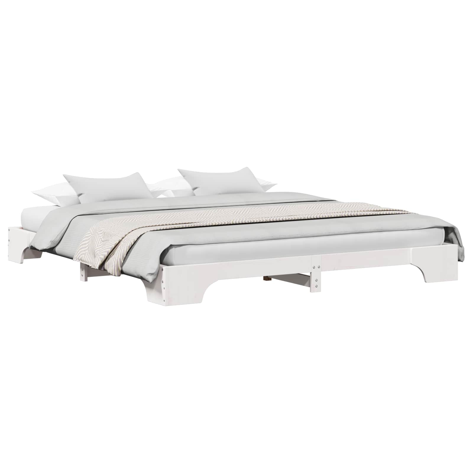 Cadre de lit Blanc 200 x 200 cm Pin massif - XIOS