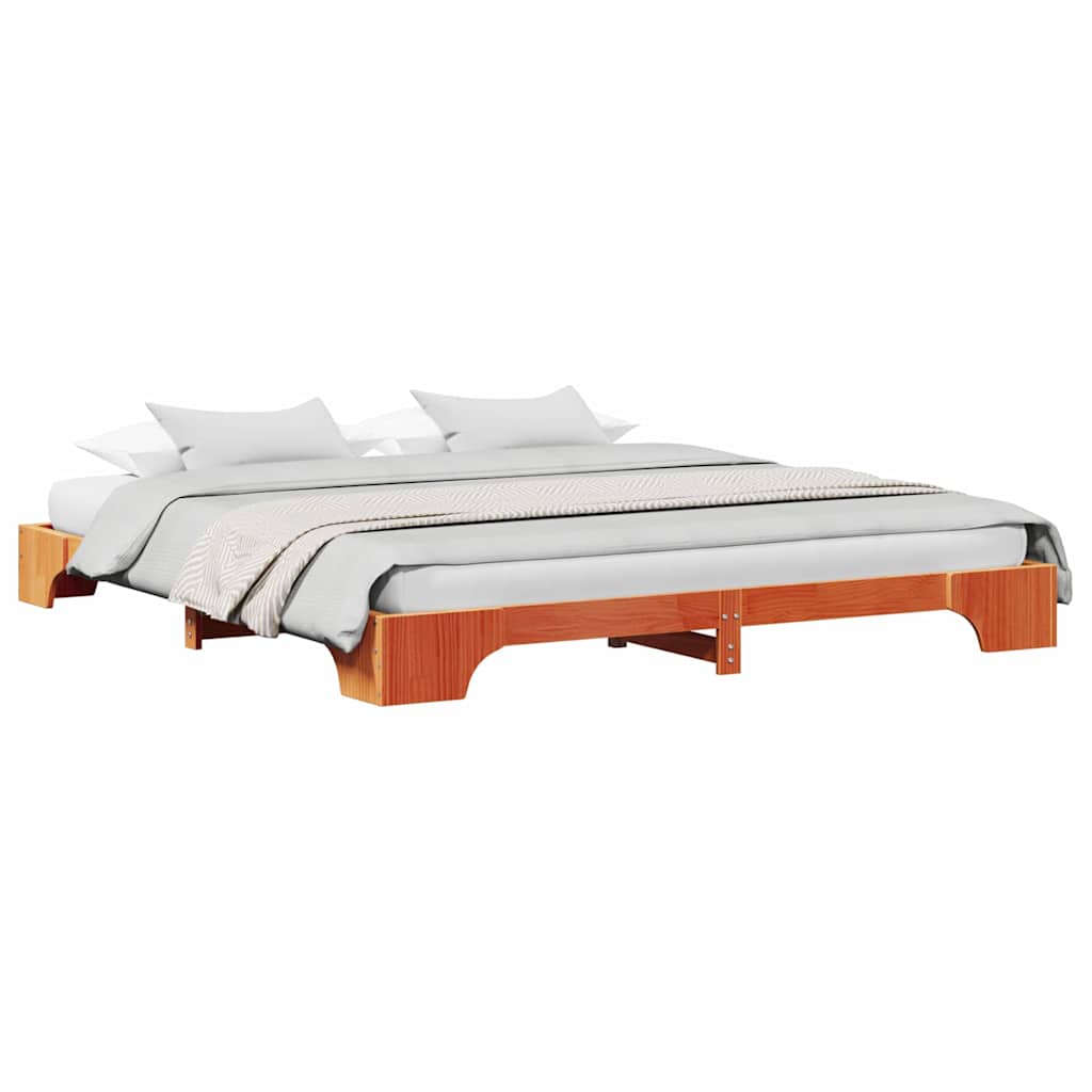 Cadre de lit Marron cire 200 x 200 cm Bois massif en pin - XIOS