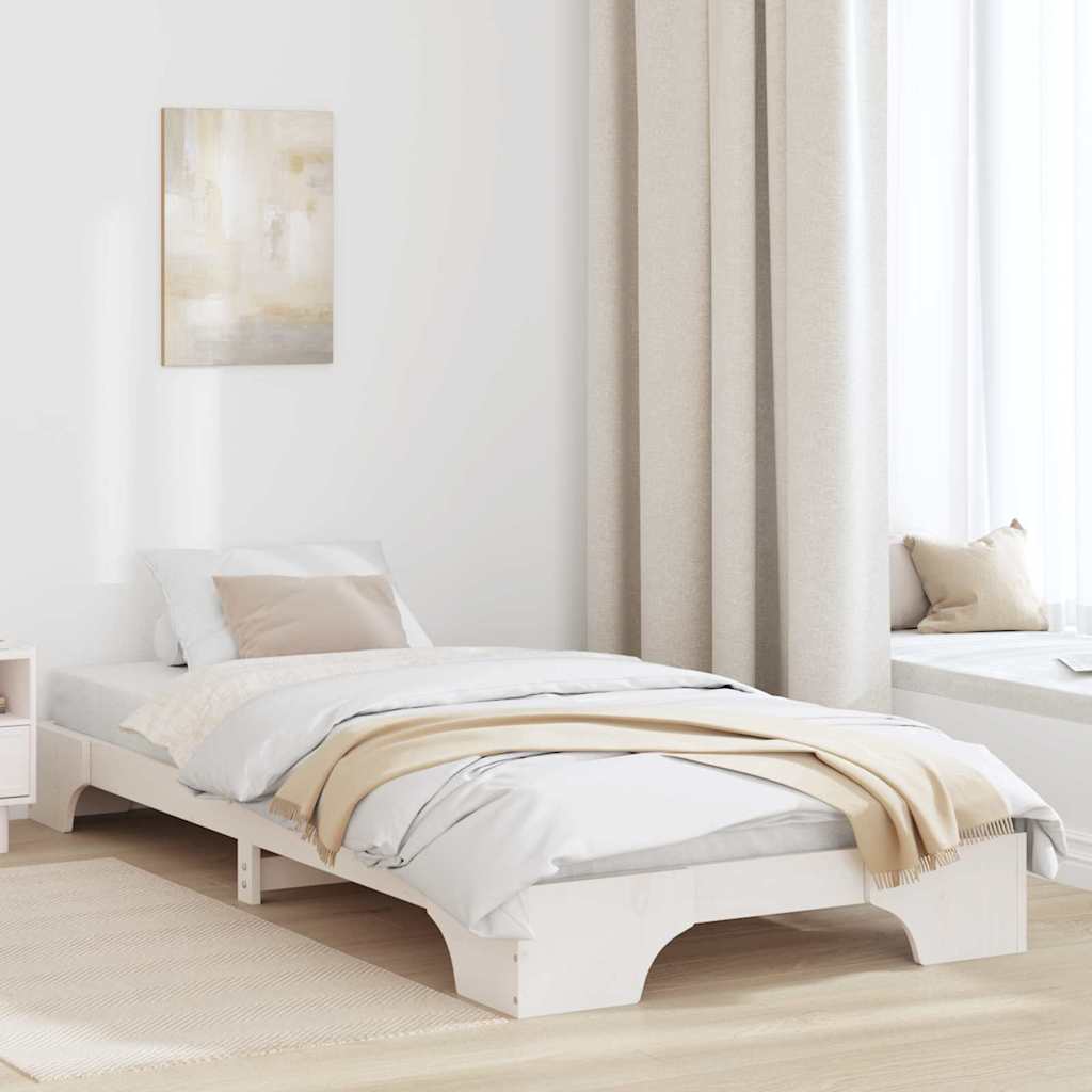 Cadre de lit Blanc 90 x 190 cm Bois massif en pin - XIOS