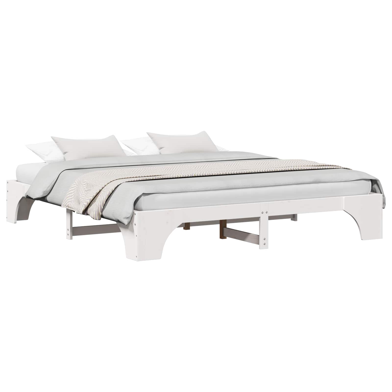 Cadre de lit Blanc 200 x 200 cm Pin massif - XIOS