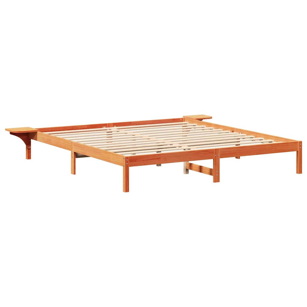 Cadre de lit avec tables de chevet Marron 200 x 200 cm