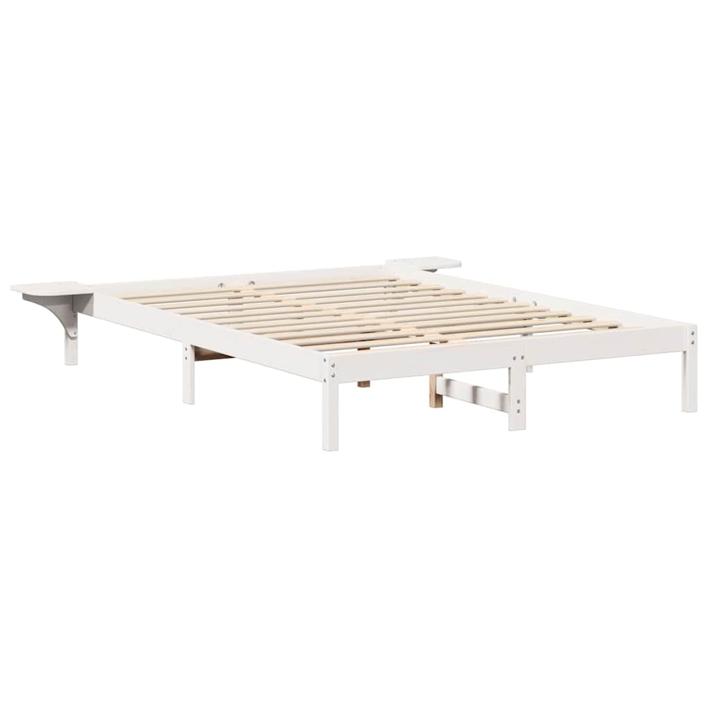 Cadre de lit avec tables de chevet Blanc 160 x 200 cm Blanc