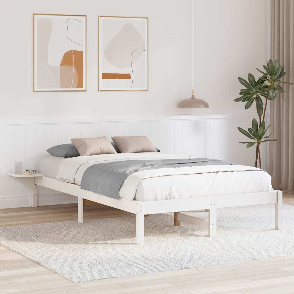 Cadre de lit avec tables de chevet Blanc 120 x 190 cm Blanc