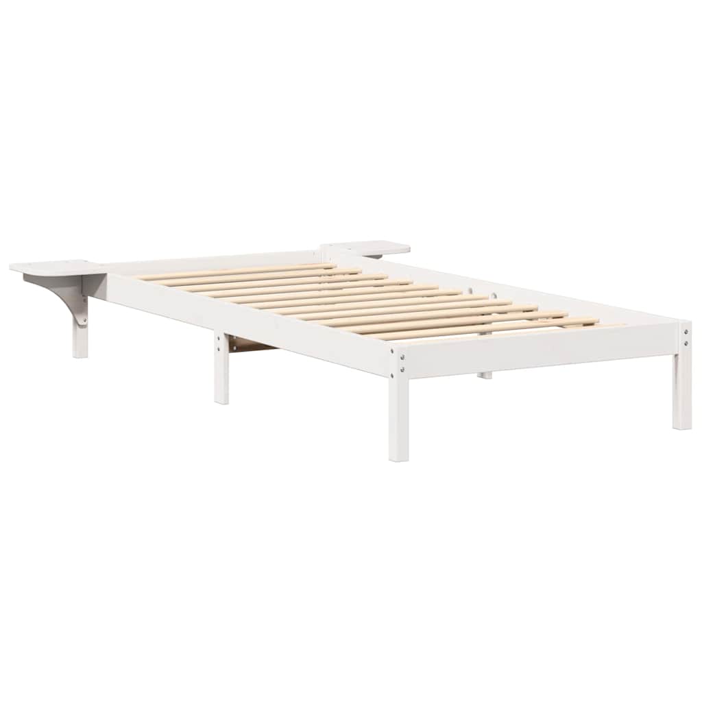 Cadre de lit avec tables de chevet Blanc 80 x 200 cm Blanc
