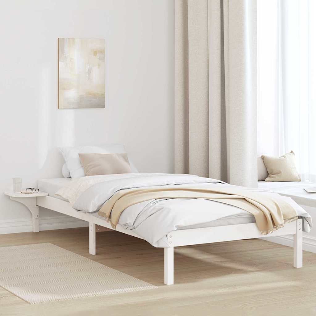Cadre de lit avec tables de chevet Blanc 75 x 190 cm Blanc