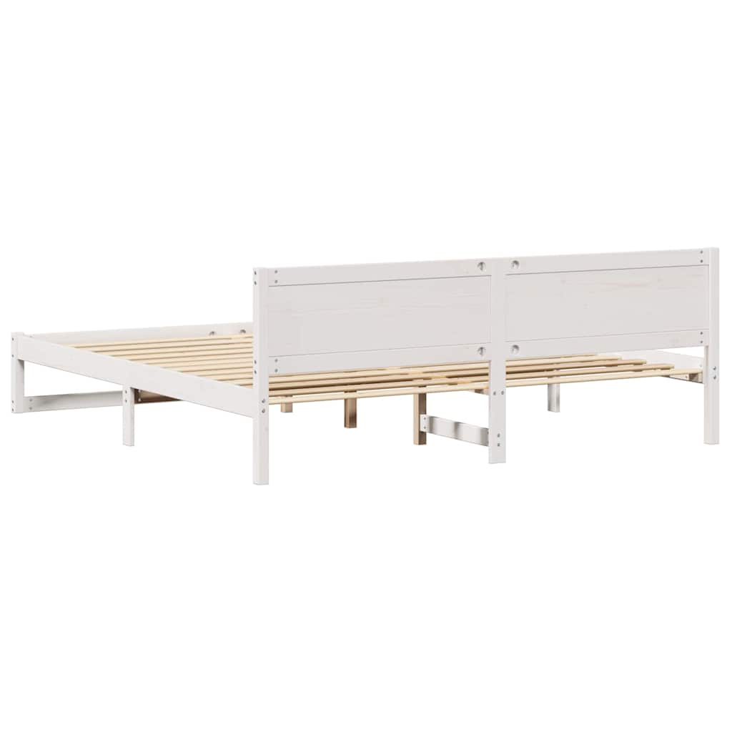 Cadre de lit Blanc 200 x 200 cm Bois de pin massif - XIOS