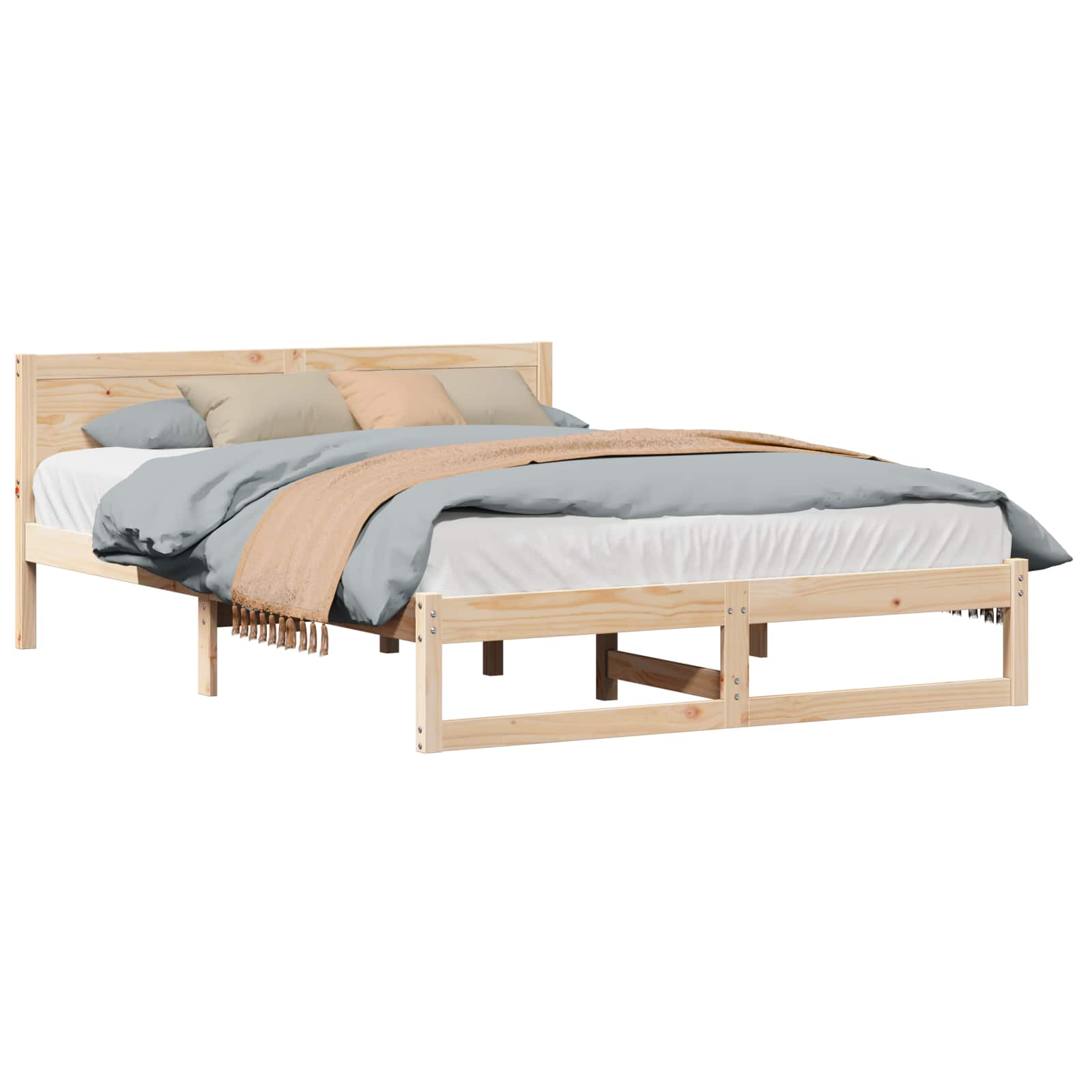 Cadre de lit avec tête de lit Naturel 150 x 200 cm Pin massif - XIOS