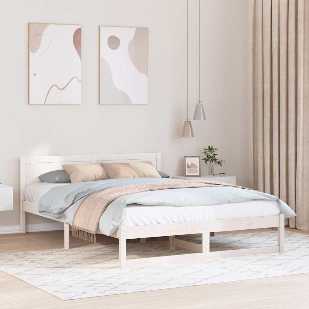 Cadre de lit Blanc 140 x 200 cm Bois de pin massif