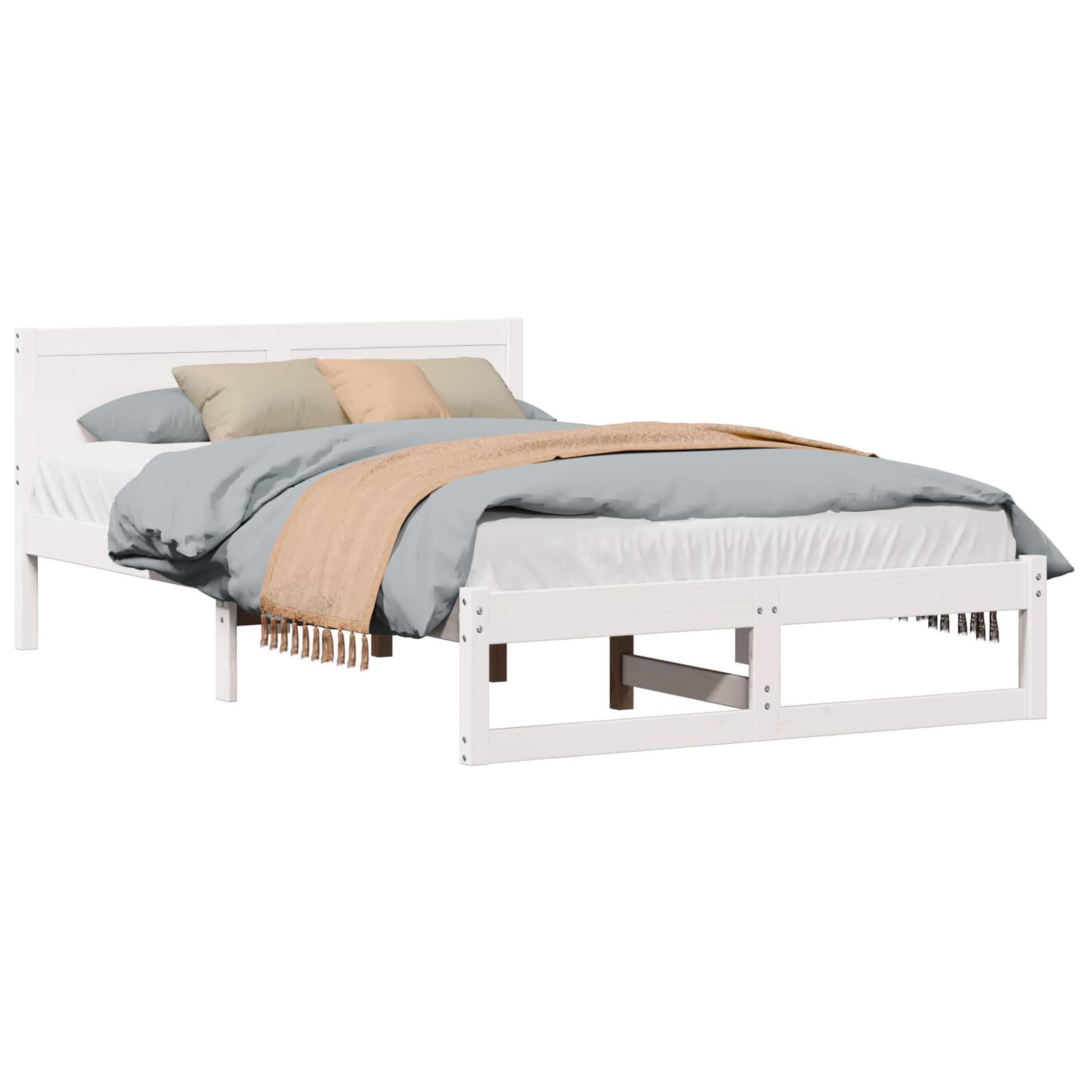 Cadre de lit avec tête de lit Blanc 140 x 190 cm Pin massif - XIOS