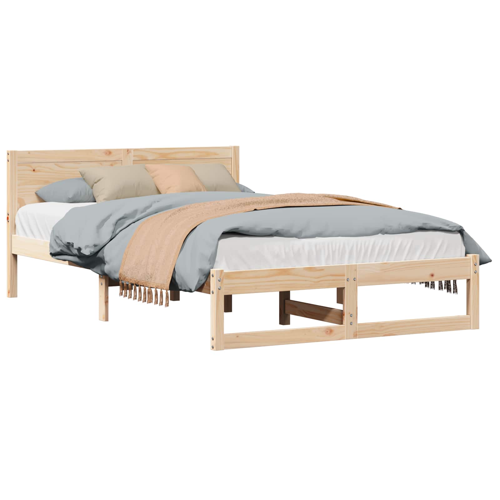 Cadre de lit avec tête de lit Naturel 120 x 190 cm Pin massif - XIOS