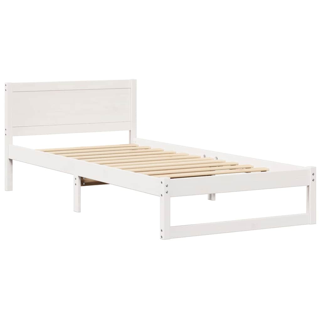 Cadre de lit Blanc 90 x 200 cm Bois de pin massif