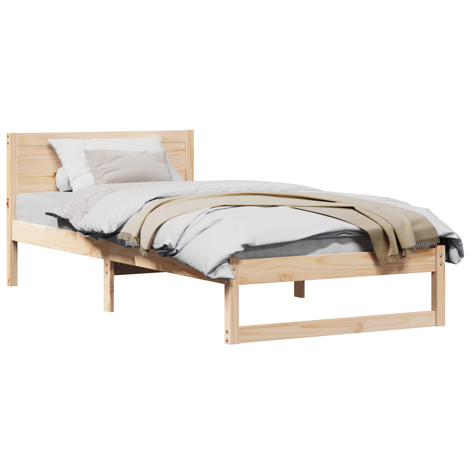 Cadre de lit avec tête de lit Naturel 90 x 190 cm Pin massif - XIOS