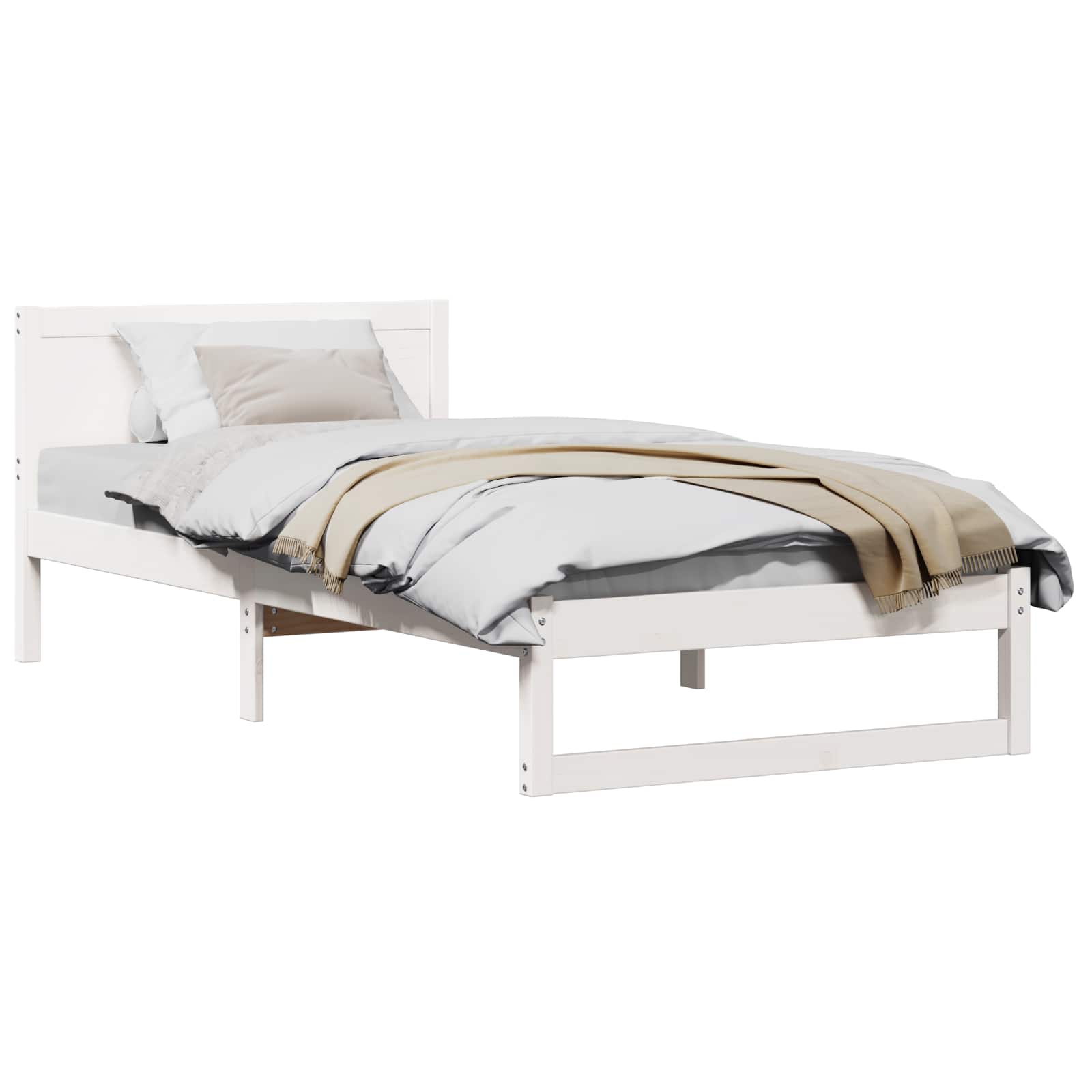 Cadre de lit avec tête de lit Blanc 75 x 190 cm Pin massif - XIOS