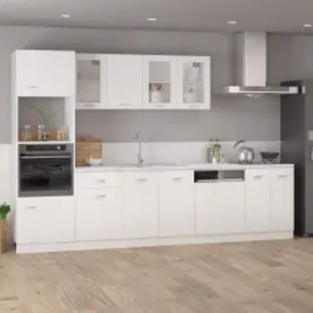 Armoire à micro-ondes "Lyon" Blanc 60x57x207 cm Aggloméré Meubles de cuisine vidaXL