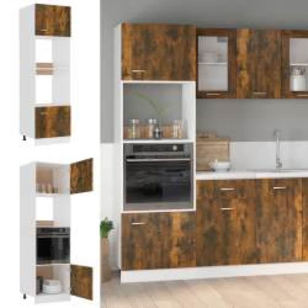 Armoire à micro-ondes "Lyon" Chêne fumé 60x57x207 cm Meubles de cuisine vidaXL