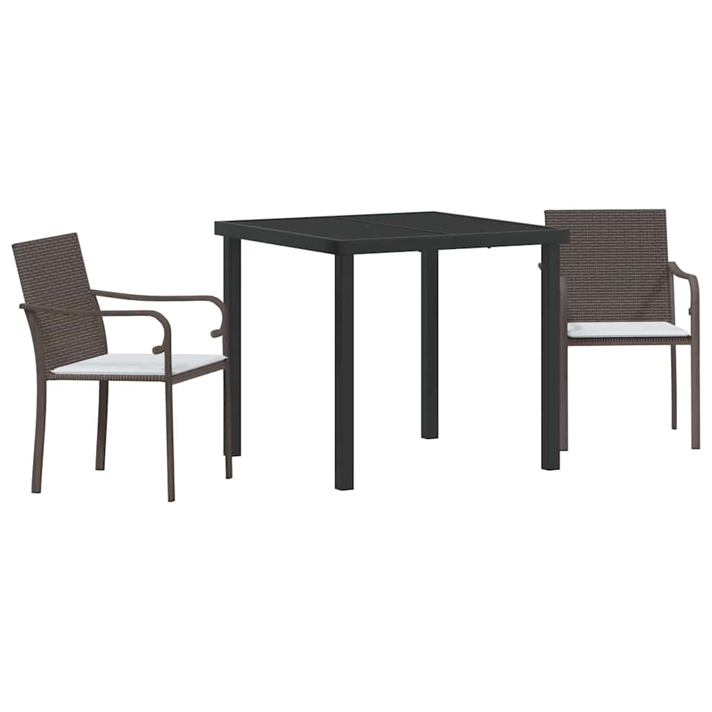 Ensemble de salle à manger pour jardin 3 pcs Marron et Noir - XIOS