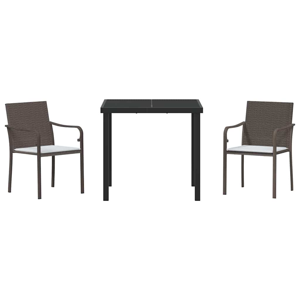Ensemble de salle à manger pour jardin 3 pcs Marron et Noir - XIOS