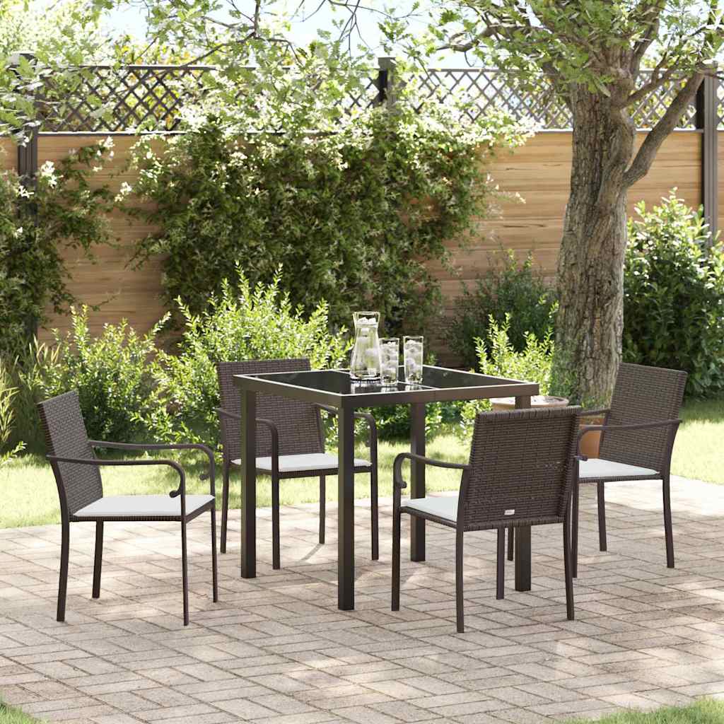 Ensemble de salle à manger pour jardin 5 pcs Marron et Noir - XIOS