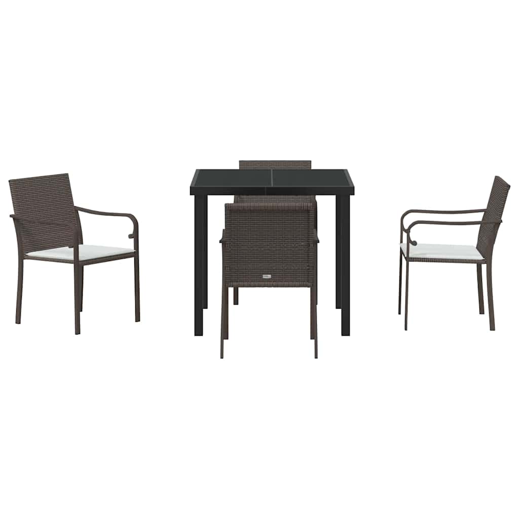 Ensemble de salle à manger pour jardin 5 pcs Marron et Noir - XIOS